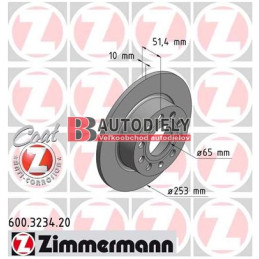 VW GOLF VII 11/2012- Zadné kotúče L+P SADA /ZIMMERMAN/ -253mm